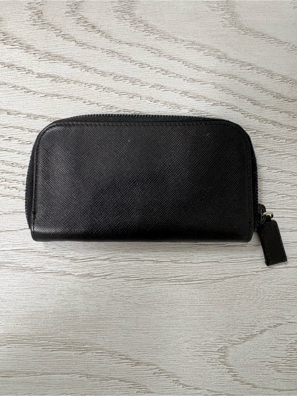 Prada Black Saffiano Zip Card and key Holder with Gold Logo - Picture 2 of 3